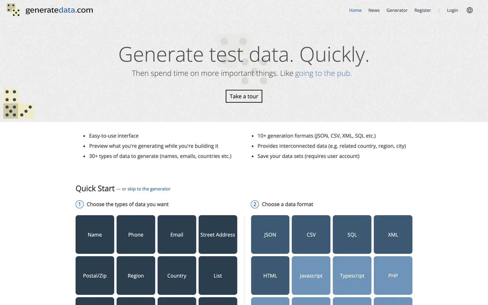 Generate Data screenshot