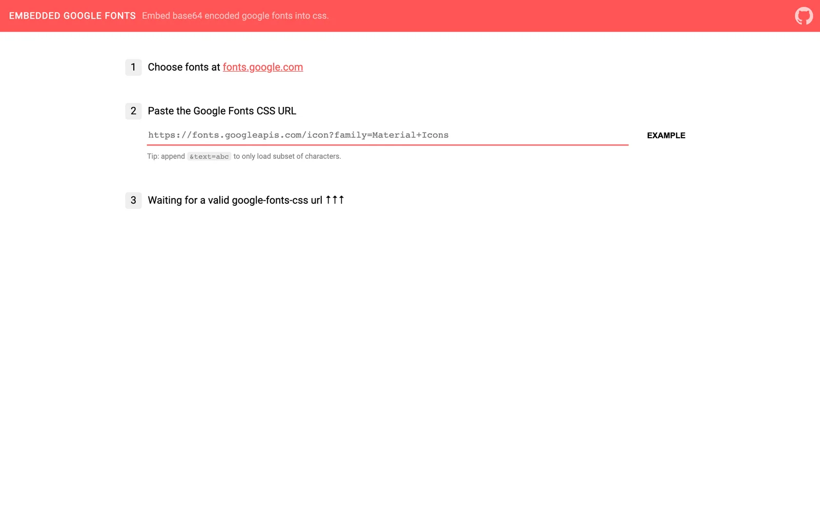Embedded Google Fonts screenshot