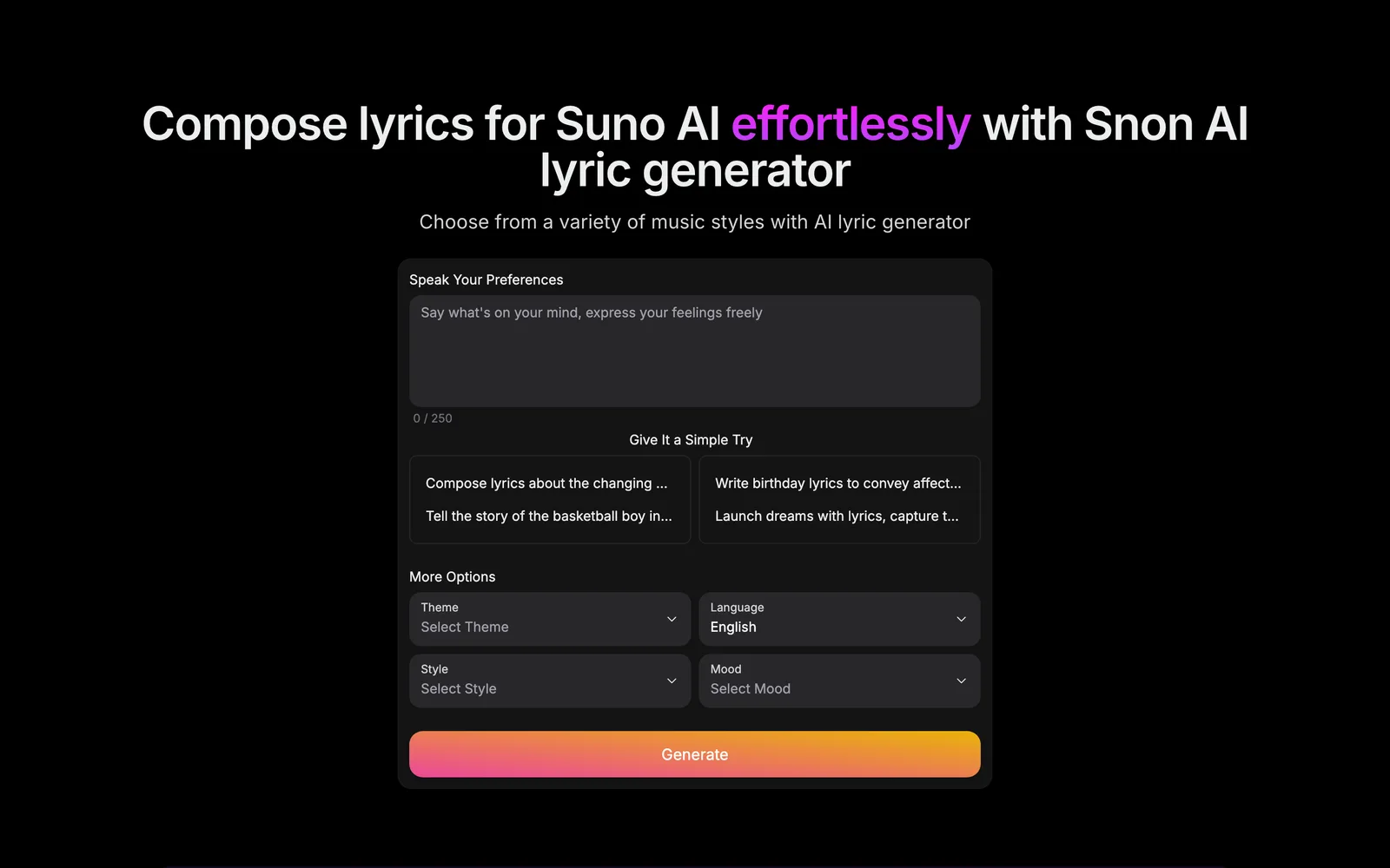 Snon Lyric screenshot