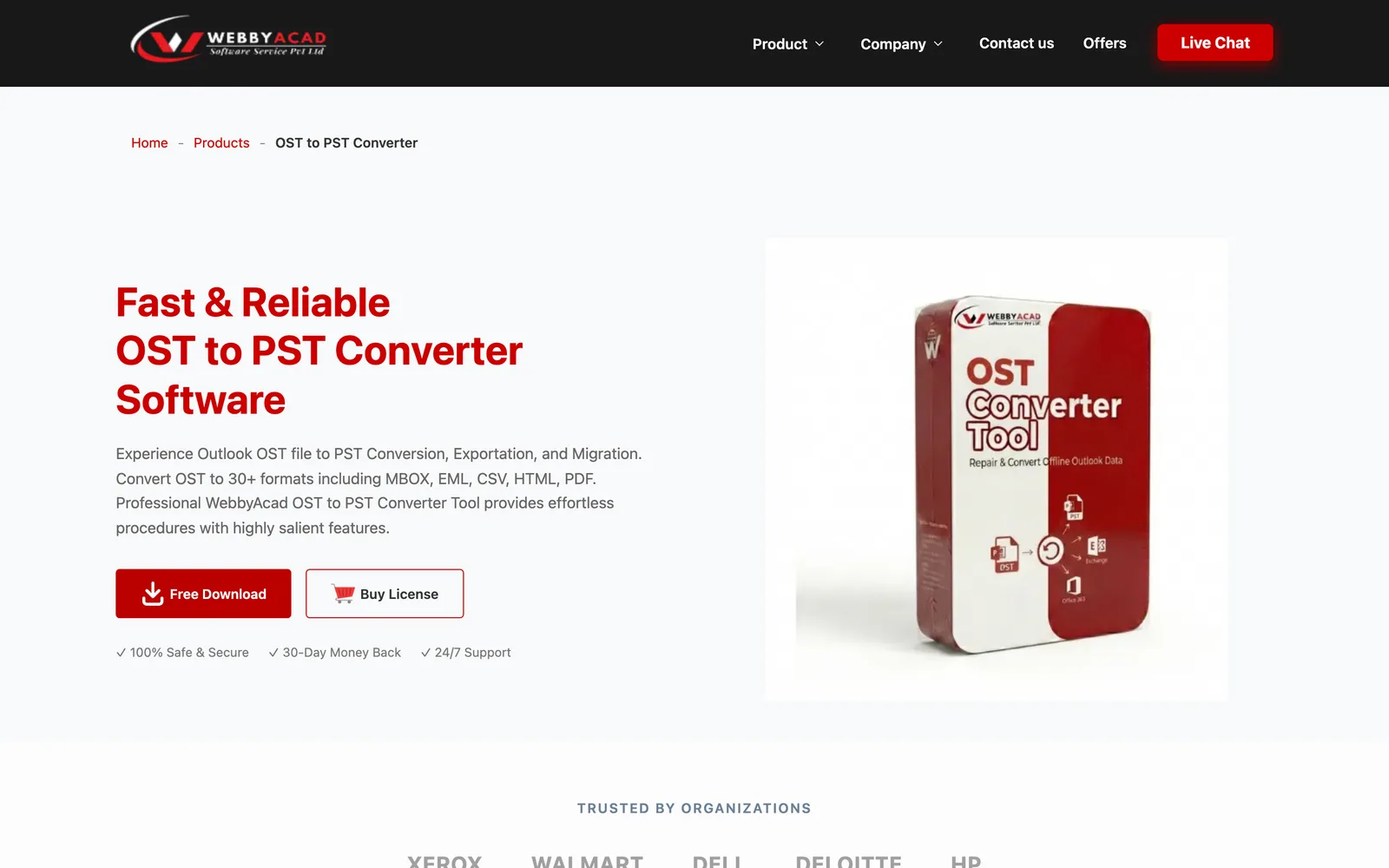 WebbyAcad OST to PST Converter Tool screenshot