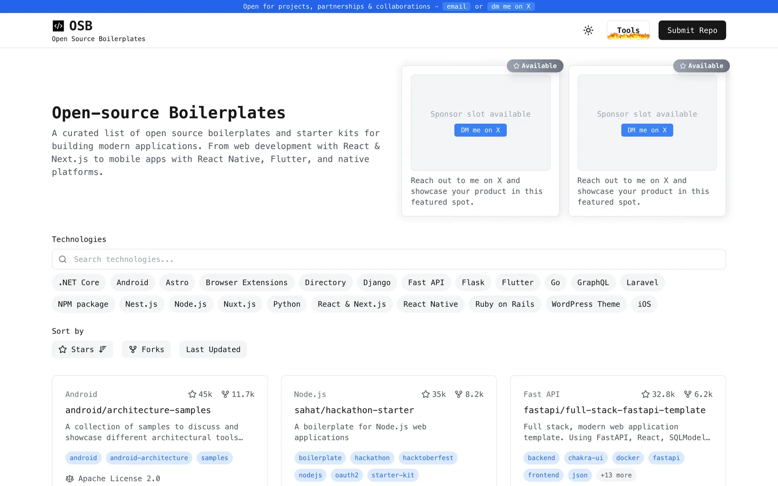 Opensource Boilerplates screenshot