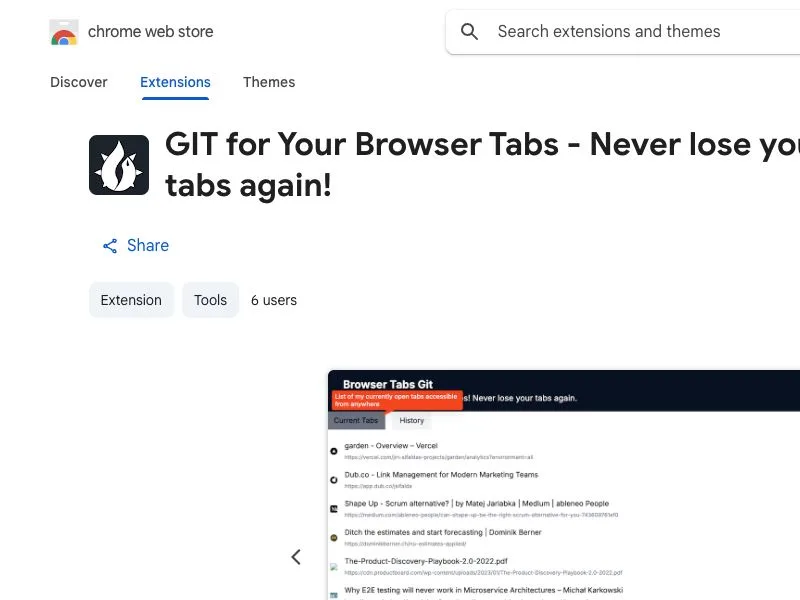 GIT for Your Browser Tabs screenshot