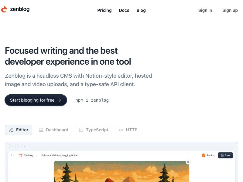 Zenblog screenshot