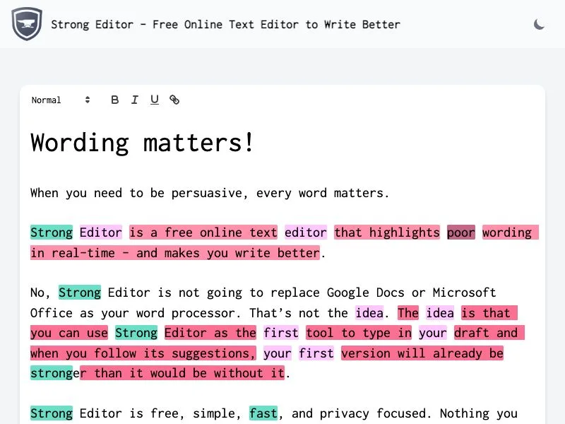 Strong Editor screenshot