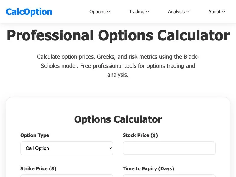 CalcOption screenshot