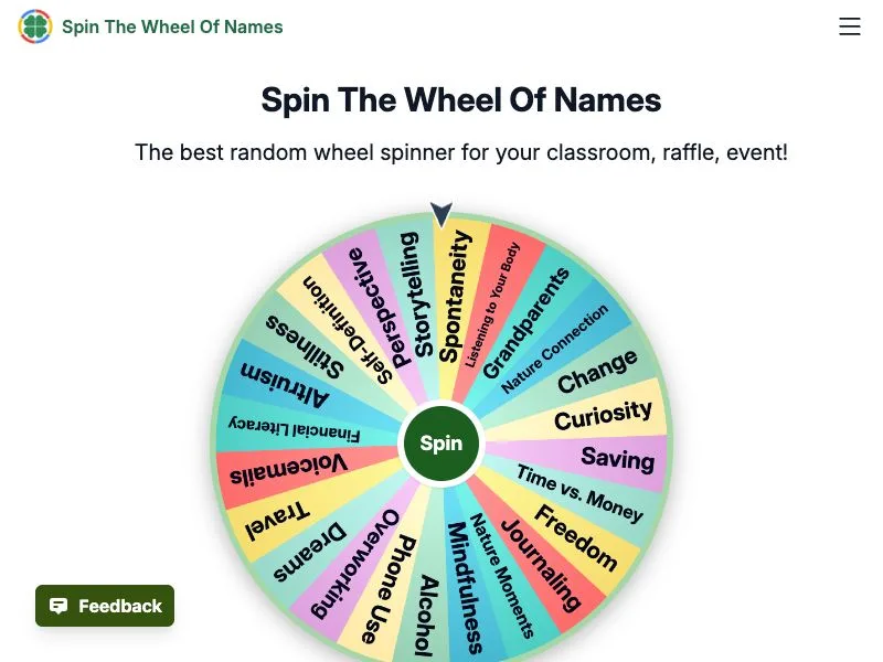Spin The Wheel Of Names screenshot