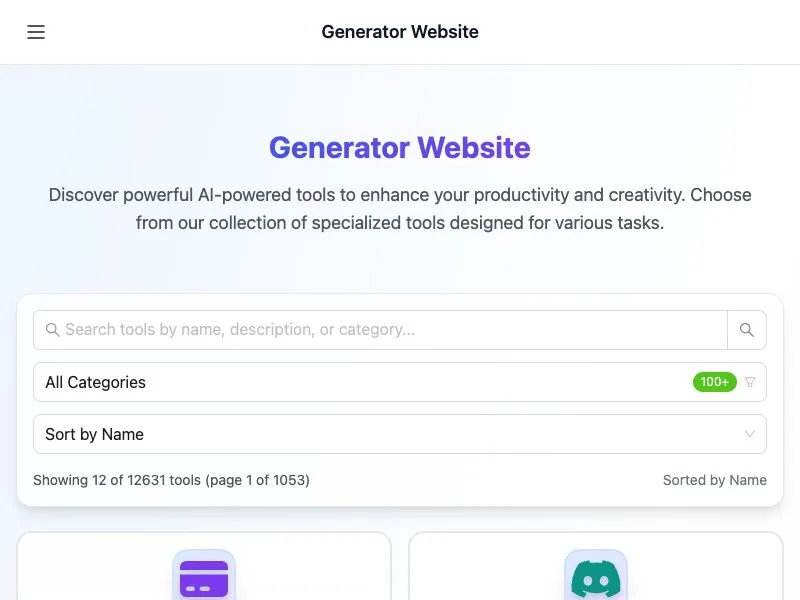 Generator Website screenshot
