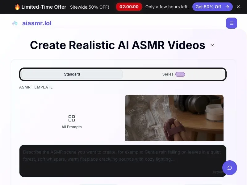 Free All in one AI ASMR Generator screenshot