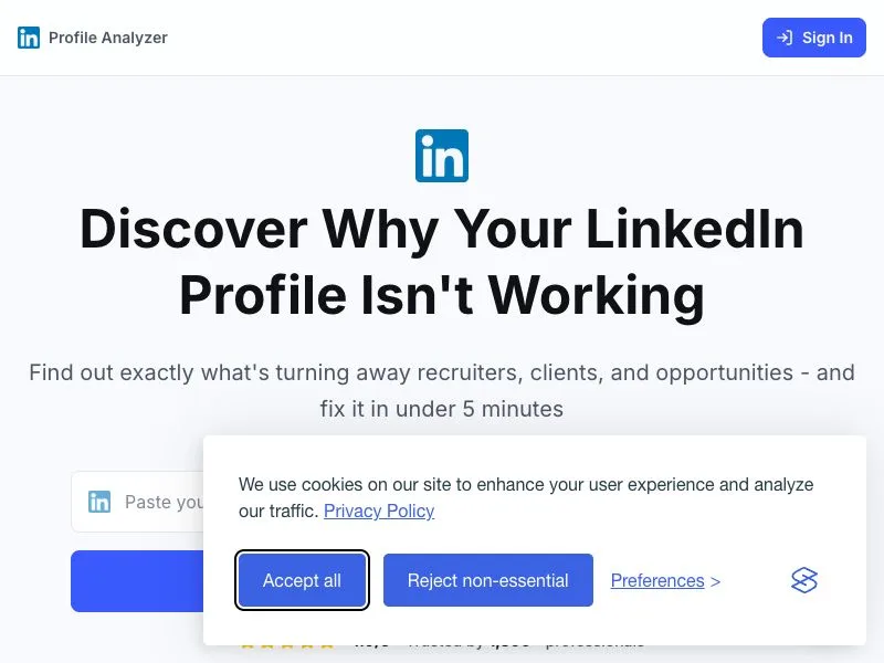 LinkedIn Profile Audit by HookTide screenshot