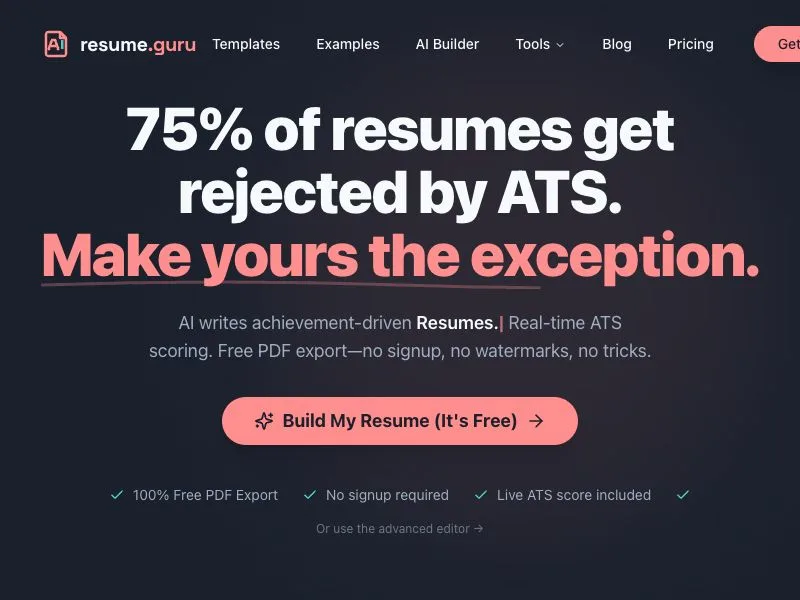 Airesume guru screenshot