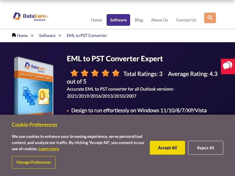 DataVare EML to PST Converter screenshot