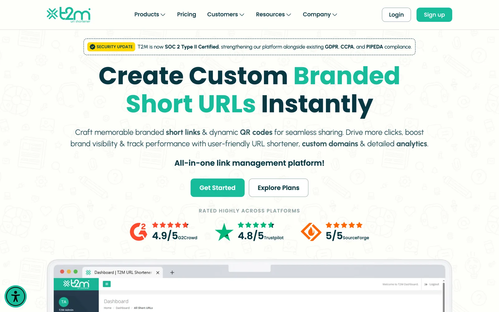 T2M URL Shortener screenshot